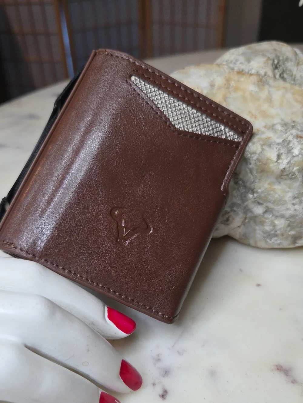 Napa Hide Brown Leather RFID Protection Pocket Slim Wallet